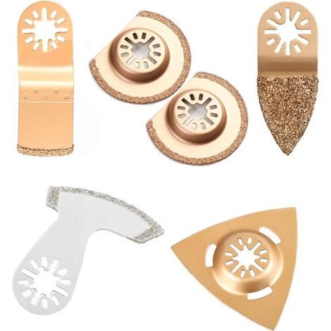 Lot de 6 lames de scie semi-circulaires en métal - Émeri oscillant - Outil multifonction - Accessoire oscillant pour Multi- mas-t er (doré) (1/5)