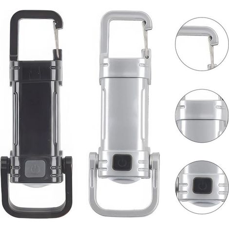 Mini torcia a LED portachiavi, 3W, interfaccia USB-C, 5 modalità, pieghevole con supporto e gancio, torcia portatile, adatta per campeggio e illuminazione di emergenza.