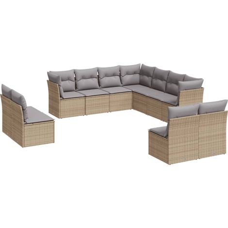 Maison Exclusive - Set de sofás de jardín 11pzas con cojines ratá (1/3)