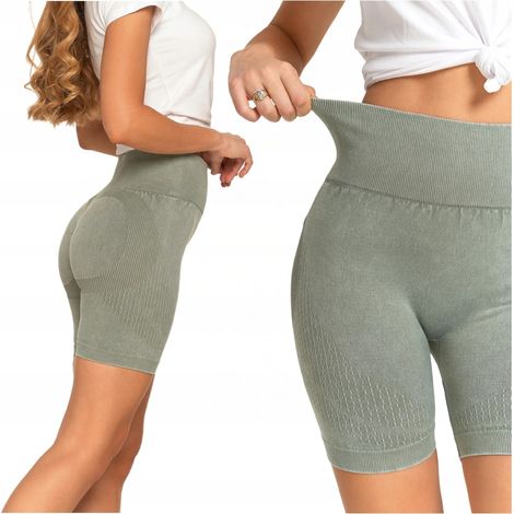 Leggings de ciclismo para mujer con cintura alta y efecto push-up, color verde Moraj, talla L/XL (1/5)