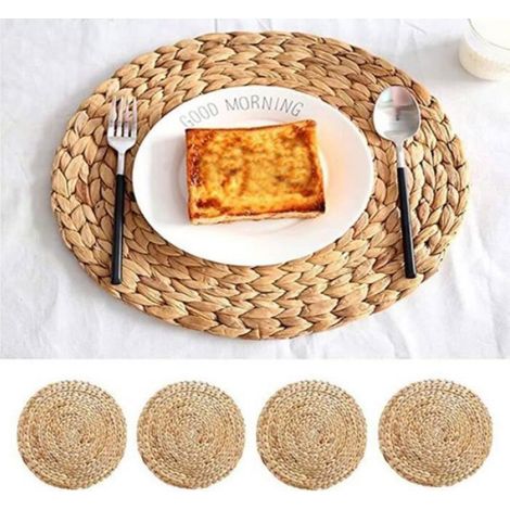 Set De Table - Jacinthe D Eau - Rond - Lavable - Pour Protection Table Cuisine Salle A Manger - 4 Pieces (1/4)