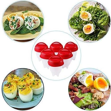 ICA-HOME - Cuiseur à oeufs en silicone 6pcs - Petits récipients en forme d\'oeuf cuisant des oeufs durs sans coquille (1/2)