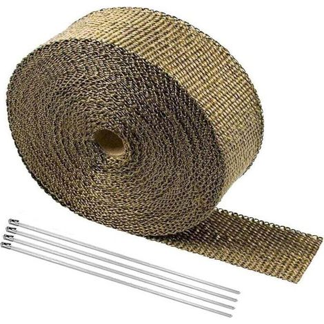 Ruban isolant thermique titane – 5 m x 2,5 cm, echappement – Inox noir – Avec attaches (1/4)