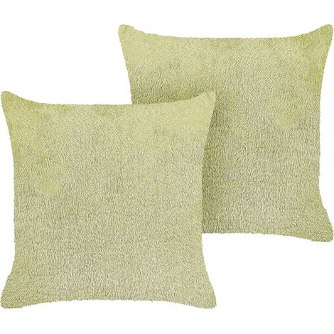 Conjunto de 2 cojines de poliéster verde 45 x 45 cm accesorio decorativo boho Pilea