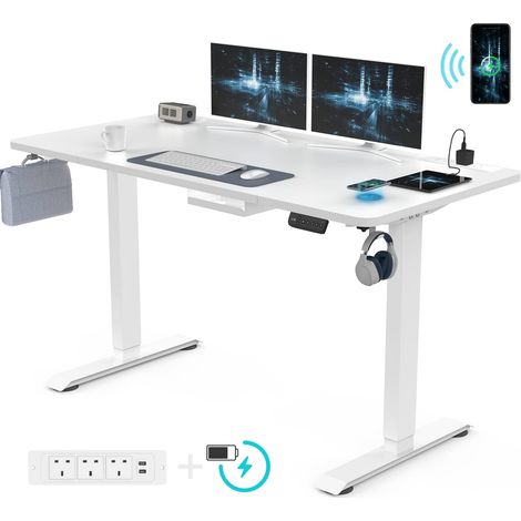 Bureau assis debout Peut être utilisé pour le bureau ou les jeux, 140 cm blanc, une boîte Devoko