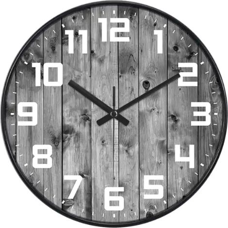 Country wooden farmhouse wall clock -12-inch silent battery power supply12 inches (1/5)