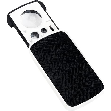 Lupa de mano con luz LED CSPARKV - 30X, 60X y 90X - Lupa de lectura iluminada para personas mayores - Lupa de bolsillo plegable negra para joyas, monedas, diamantes y sellos (1/5)