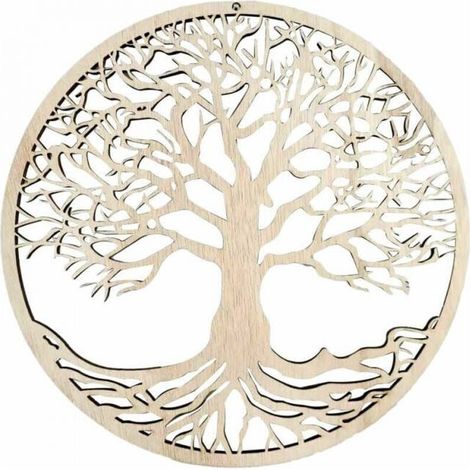 arbre de vie décoration murale en bois suspendu oeuvre décoration de la maison en bois arbre de vie pendentif décoration (1/5)