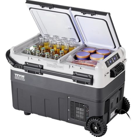 Réfrigérateur Portable à Compression 50 L, Glacière de Voiture 12 V, Mini Frigo à Double Zone, Température Réglable -20 °C à 20 °C, Congélateur Portable avec Roues pour Camion Bateau Camping [Classe é (1/5)