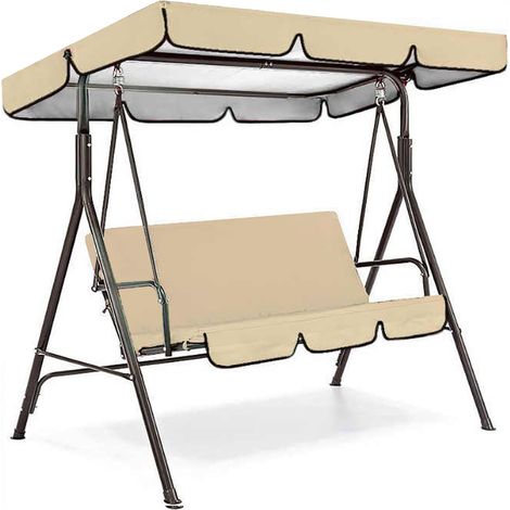 Juego de cubierta superior de repuesto para toldo de columpio de patio, cojines de repuesto para toldo de columpio de exterior, parasol impermeable para hamaca, color beige, 56x47x7 pulgadas. (1/5)