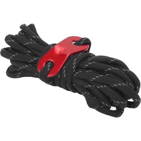 Dickes, reflektierendes, winddichtes Zeltseil mit Schnalle aus Aluminiumlegierung für Outdoor-Camping (schwarz) (1/5)