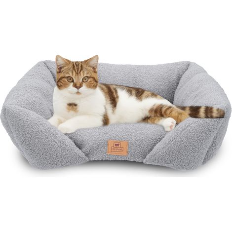 Coussin pour Chien de Taille Moyenne, Panier pour Chat, Tissu bouclé synthétique Lavable, Rembourrage Moelleux, 55 x 45 x 20 cm. Gris (1/5)