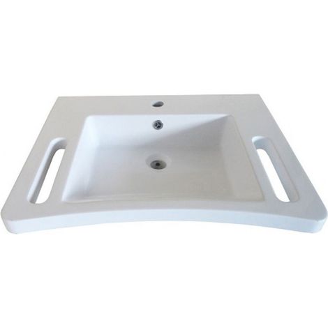 AKW Onyx Ergonomic Wall Hung Basin with Hand Grip Support 600mm Wide - 1 Tap Hole