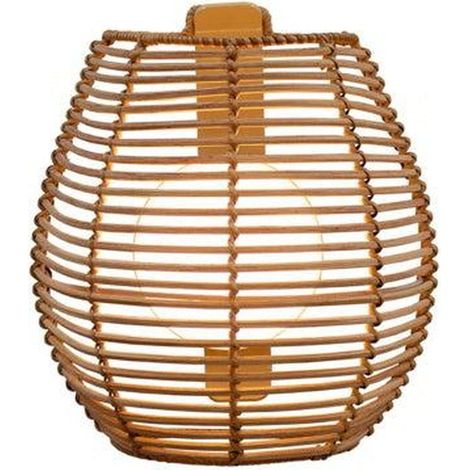 LED Wandleuchte außen kabellos mit Akku Leuchtmittel IP54 2700 K Fernbedienung dimmbar H: 24,5 cm Rattan Außenlampe Wand Balkon (1/5)