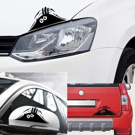 Peeking Monster Effrayant Yeux Autocollant 2 Pièces 19x7cm, Imperméable Moto Voiture Pare-Chocs Fenêtre Accessoire Cuneary (1/5)