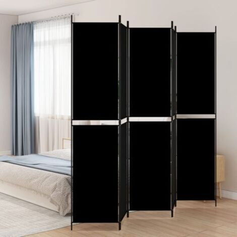 Paravent Cloison de séparation 5 panneaux - Séparateur de Jardin Noir 250x220 cm Tissu BV573722 - BonneVie (1/5)
