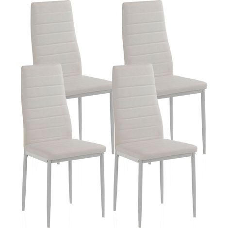 Set 4 Sedie 41x39x95 cm in Similpelle Bianco (1/5)