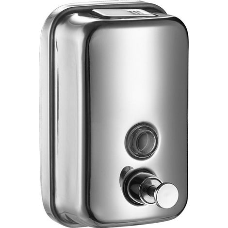 Dispenser di sapone a parete, sapone liquido per le mani in acciaio inox di alta qualità, pompa manuale, montaggio a parete per bagno, hotel, ristorante o casa, argento (1/5)