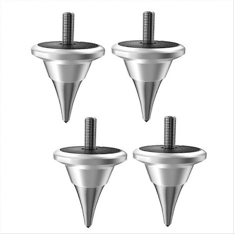 Supports M6 enceinte Hifi, pointes de découplage argent, 4 pieds antivibrations pour enceinte colonne, isolation acoustique premium (1/5)