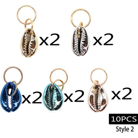 Conjunto de 10 anillos para trenzas con colgantes de concha, decoración para trenzas y rastas, accesorios para el cabello DIY para mujeres y niñas. (1/5)