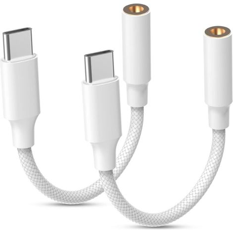 Adaptateur USB C Jack 3.5mm, Adaptateur de Prise de Casque, Type C vers Prise Casque Audio auxiliaire Compatible avec Phone 16 Pro Max Plus 15 Galaxy S24 S23 S22 Samsung Galaxy S24 S23 Pad Mini/Pro (1/5)