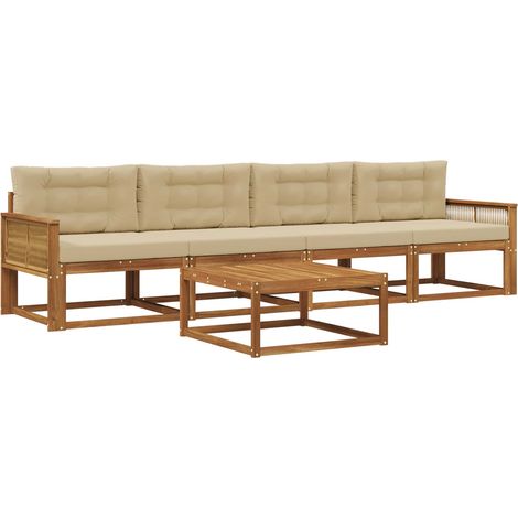 Outdoor Sofa Set with Cushion 5 pcs Natural and Beige vidaXL (1/5)