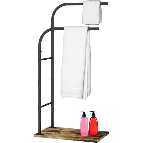 Porte-Serviettes Industriel avec étagère, 80,5 x 40 x 24 cm, Brun foncé/Noir (1/5)