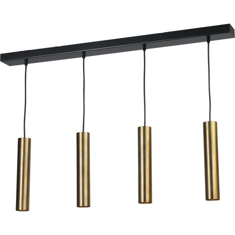 Lampe suspendue noire pour salle à manger Run Cylindre 4 lumières doré - 2381-05-10-100-4