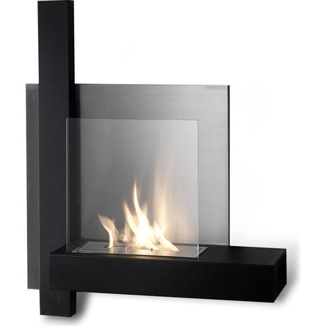 Chassis - Wandbiokamin aus schwarzem Metall (1/4)