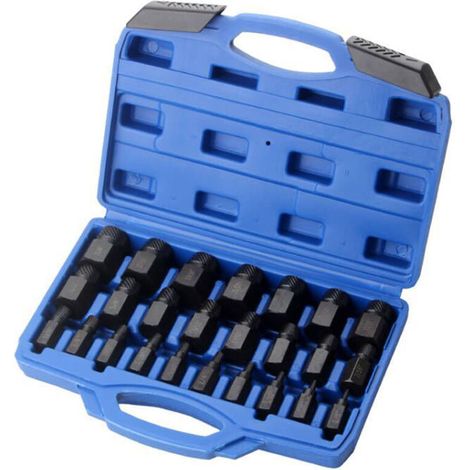 Juego de extractores de tornillos de 25 piezas, juego de pernos rotos, pasadores útiles, pasadores útiles, extractores SPIR y planos de tornillos perforados con tuerca (1/4)