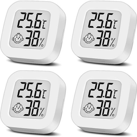 Lot de 4 thermomètres d'intérieur avec écran LCD numérique - Pour salon, chambre à coucher, bureau, chambre d'enfant, etc (1/5)