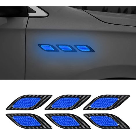 Packung mit 30 reflektierenden Aufklebern für Stoßstangen, Motorhaube und Kotflügel, Warnstreifen, Karosserieschutz, universell schwarz und blau.