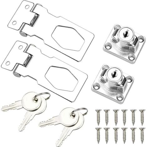 2Pcs Cadenas Moraillon Inox Verrou a Clé Serrure Cadenas Utilitaire 2,5 Pouces Pour Casier Tiroir Armoire Penderie Boîte Conteneurs de Stockage Portes Remise Portes de Garage (1/5)