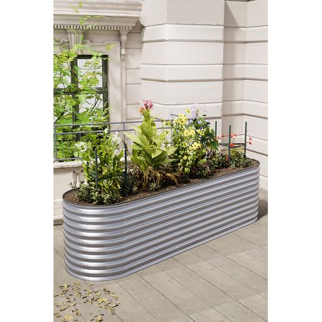 320cm Galvanized Silver Gardens Plan Oval-Shaped Galvanized Steel Raised Garden Bed (1/4)
