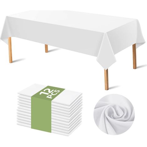 12er Pack Einweg-Tischdecken Weiß 274x137cm Wasserdicht PEVA