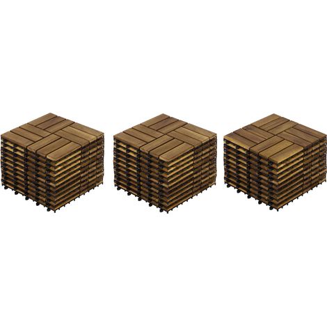 Losetas de terraza encajables 30 x 30 cm, lote de 32, madera de acacia amarilla HAVRYA (1/3)