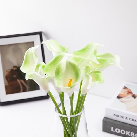 10 bouquets de lys calla artificiels en PU, élégants et réalistes au toucher.-AquaForge