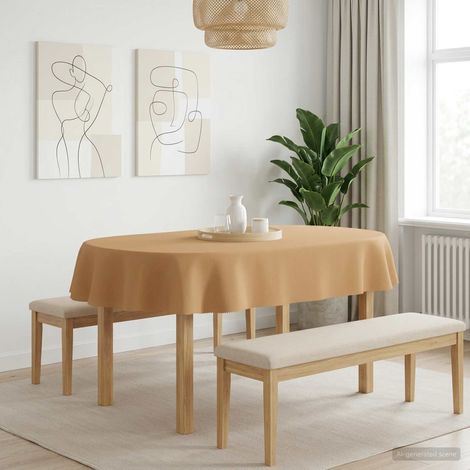 vidaXL Table Cloth 5 pcs Oval Beige 160 x 220 cm Polyester (1/5)