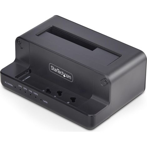 StarTech.com NVMe M.2 auf 2,5-3,5" SATA HDD Duplikator, Eigenstandiger Kloner, M2 NVMe, Dual-Bay SATA SSD Klonen&Docken, 27GB/min, NVMe zu SATA/SATA auf M2,TAA (1/4)
