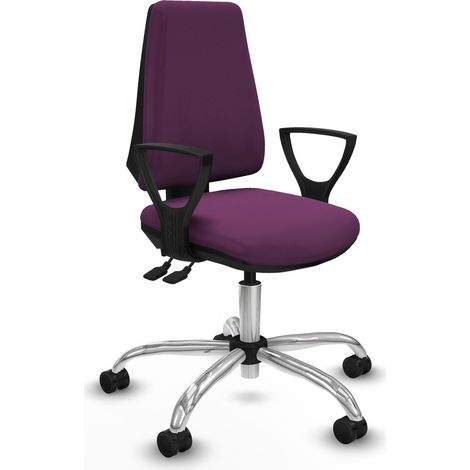 Elche AS similpiel morado brazos fijos base cromada ruedas nailon 65mm (1/5)