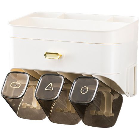 Set porte-brosse à dents magnétique à ventouse, gobelet de bain mural sans perçage avec support de rinçage (1/4)