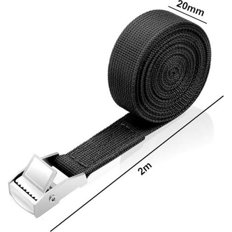 Sangle À Cliquet - 2 M X 2 Cm - Charge Maximale 180 Kg - Pour Fixation Vélo Fourgon Déménagement Camping - Lot De 4 (1/5)