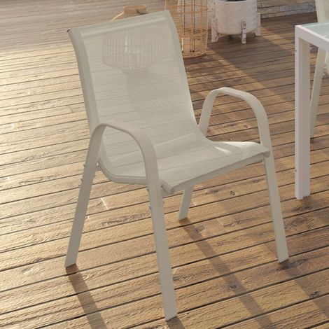 Lote de 6 sillas apilables de metal y textileno LYMA beige