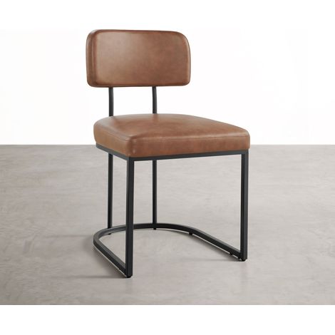 Pack de 2 Sillas de Comedor, Respaldo acolchado, Modelo moderno, Similcuero, Estructura de metal (1/5)