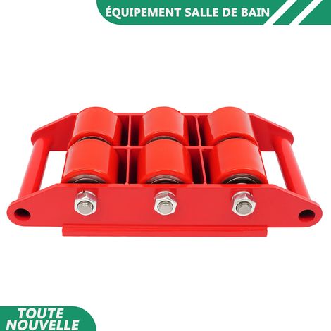 WAOBDLA 4T/8800 lbs bouchon de rotation de 360° du mouvement rouge du mouvement de machines avec 6x roues de PU (1/5)