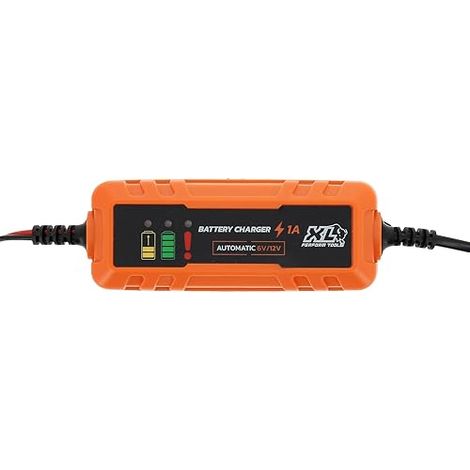 Chargeur de batterie de voiture - XLPT - 1 A - 20 W - 12 V - 3 m - Câble détachable avec cosse à œillet et pinces crocodiles inclus
