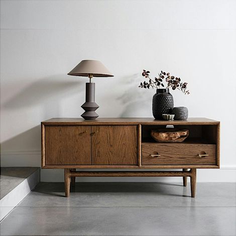 Meuble tv vintage en bois de chêne BRADFORD (1/5)