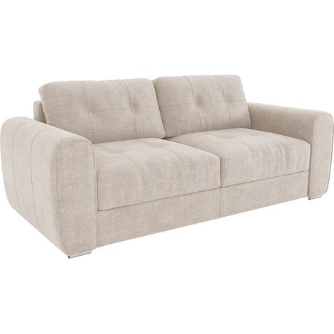 Divano letto 4 posti express Rete a doghe larghe 160 cm Materasso 22 cm memory foam in Tessuto Beige - BOLIPO