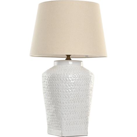 Lampara Sobremesa Porcelana Lino 45X45X75,5 Blanco (1/4)