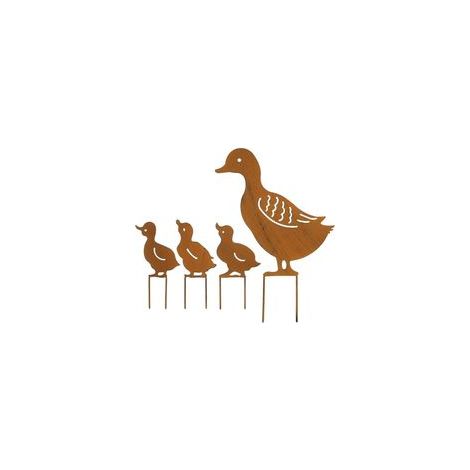 Jardin Stakes Ornements fer Canards Mignon famille Plugin Pelouse Décoration Animaux Métal Canards décoratifs Métal Canard Ornements de jardin pour l'extérieur Décorations, Jardin des animaux 4PCS